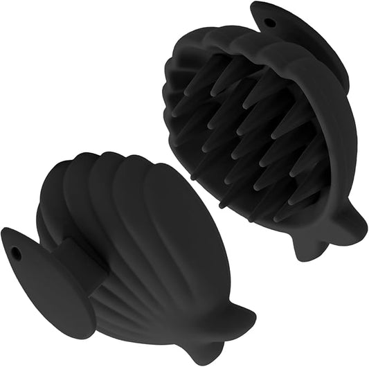 Detangling Silicone Scalp Scrubber Brush, for Wet or Dry Hair, Scalp Brush for Hair Growth and Dandruff Removal,Ergonomic Scalp Massager(Black)