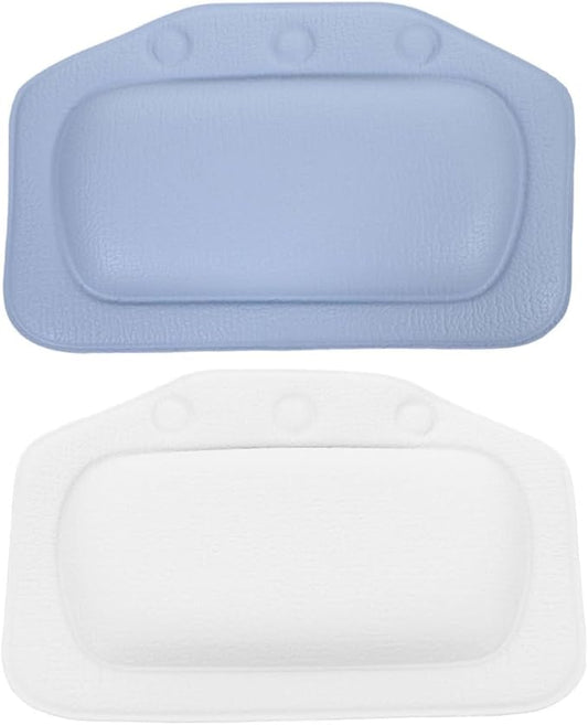 Bath Pillow for Tub 2pcs Foam Bathtub Headrest Pillows with Strong Suction Cups for Neck and Back Support, Soft Blue and White Cushions for Soaking and Spa Relaxation