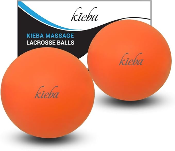 Kieba Massage Lacrosse Balls for Myofascial Release, Trigger Point Therapy, Muscle Knots, and Yoga Therapy. Set of 2 Firm Balls (2 Orange)