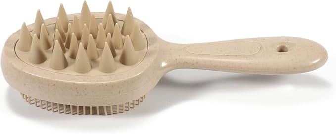 S&W DECORE Double Sided Scalp Massager Hair Growth, Shampoo Brush Head Scalp Massager for Hair Growth Scalp Scrubber with Soft Silicone Bristles (Earthly Yellow)