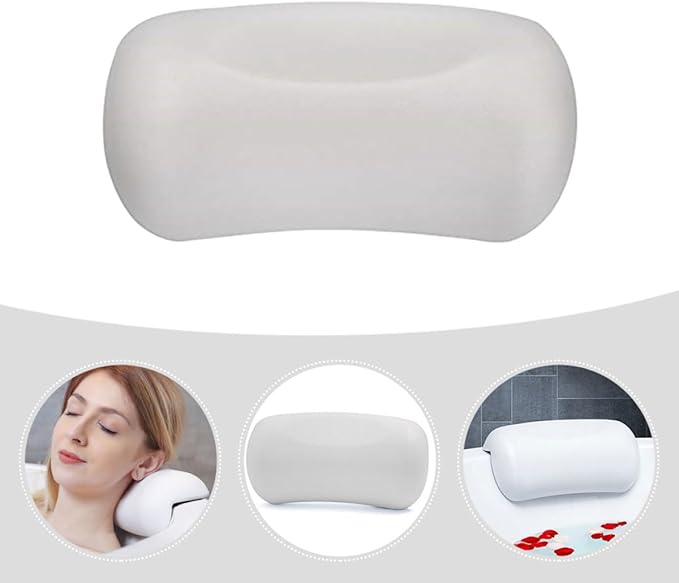 Zerodeko Tub Pillow with Suction Cups White Bath Pillow Head Support Cushion for Neck and Back Relaxation in Bathtubs