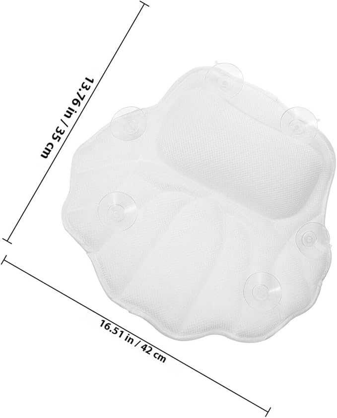 TEHAUX Bathtub Pillow with Suction Cups Non-Slip Bath Tub Head Pillow for Neck and Back Support for Relaxing Soak