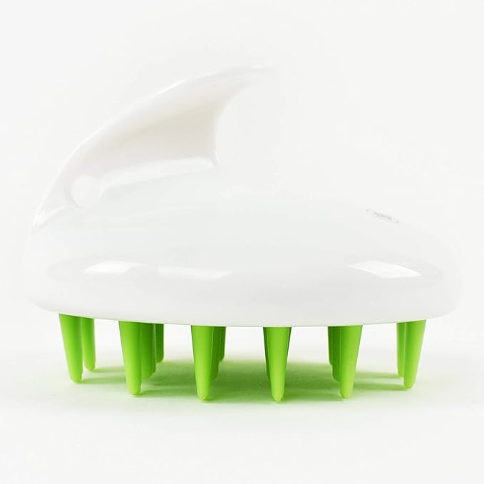 Zyllion Hair Shampoo Brush and Scalp Massager Care for Dandruff Removal, Scrubber, Hair Growth and Exfoliator with Flat and Pointed Soft Silicone Bristles for Women and Men - Green (ZMA-12-GR)