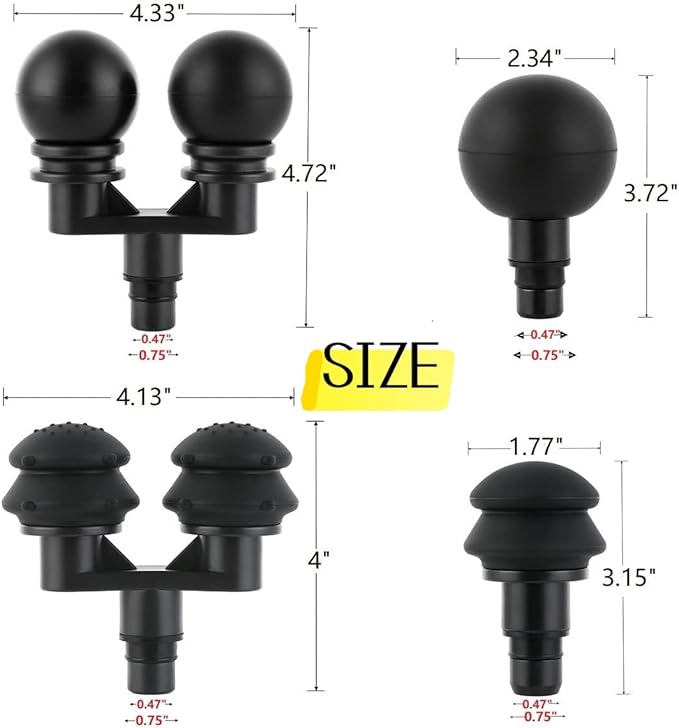 Massager Heads Massage Gun Soft Heads Replacement 4 Pack Massage Gun Adapter Double Head Attachment