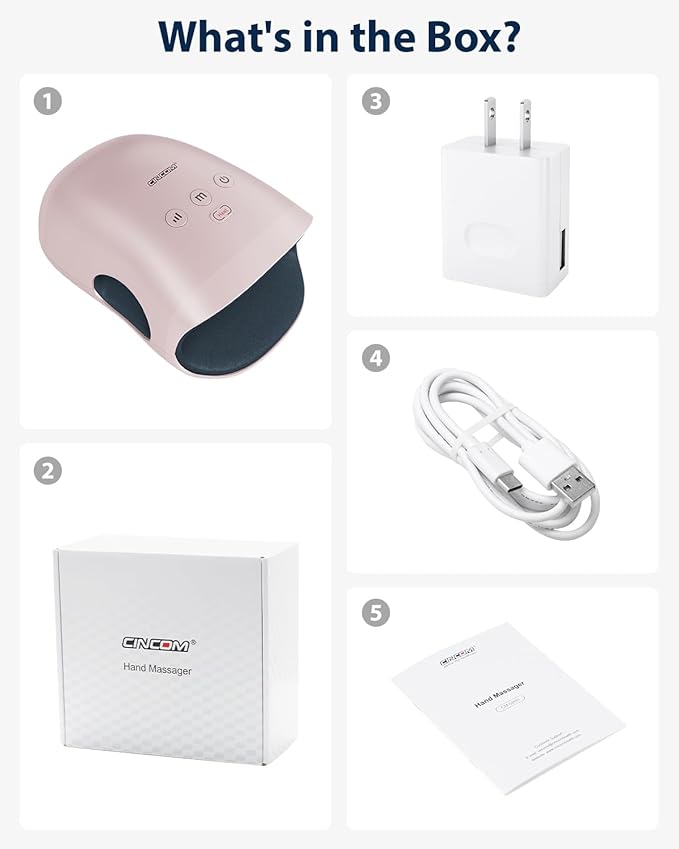 CINCOM Hand Massager - Cordless Hand Massager with Heat and Compression for Arthritis and Carpal Tunnel, Gifts for Women(Pink)