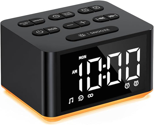 【3 in 1】 Sound Machine Dual Alarm Clock Night Light White Noise Machine 27 Sleeping Sounds for Adults Kids Precise 32 Level Volume Sleep Timer Memory Function Digital Clock with 30 Wake Up Sounds