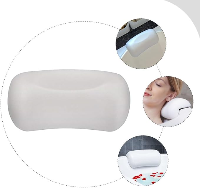 Zerodeko Tub Pillow with Suction Cups White Bath Pillow Head Support Cushion for Neck and Back Relaxation in Bathtubs