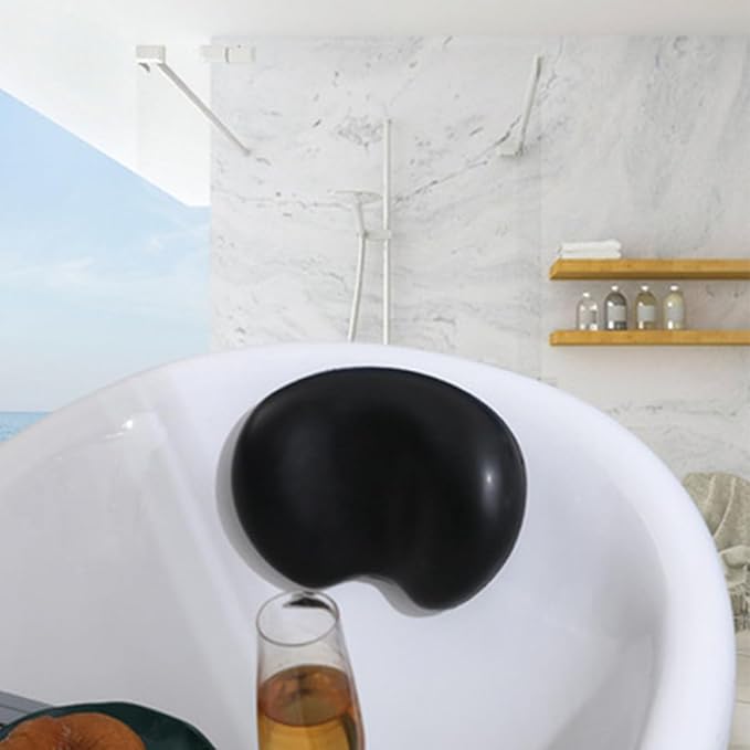 FRCOLOR Non-Slip Bath Pillow for Tub with 3D Backrest Headrest, Black Bathtub Pillow for Soaking Tub, Pregnancy Bath Cushion for Neck and Back Comfort