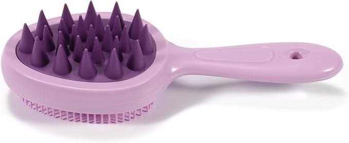 S&W DECORE Double Sided Scalp Massager Hair Growth, Shampoo Brush Head Scalp Massager for Hair Growth Scalp Scrubber with Soft Silicone Bristles (Double Purple)