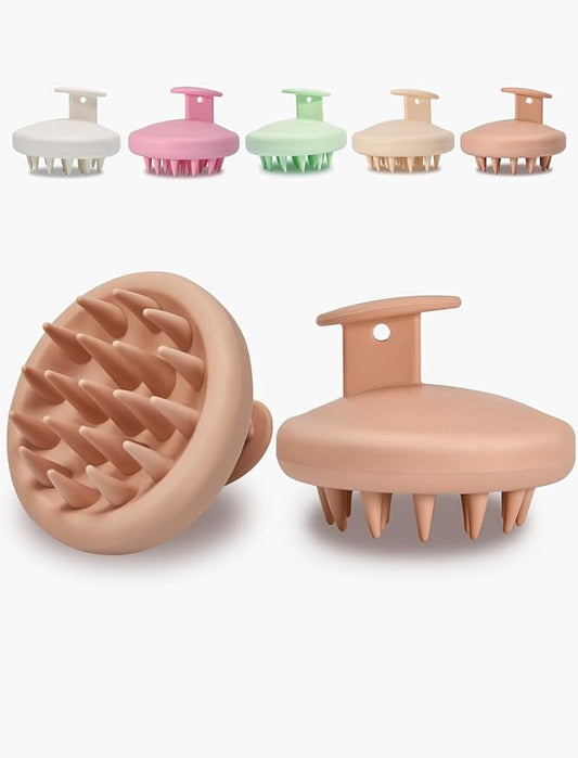 Head Massager Scalp Stress Relax [Cameo Brown] Scalp Massager Hair Growth Shampoo Brush for Dandruff Dog Hair Brushs for Shower Soft Silicone Scalp Scrubber for Animal Gift for Wife Girls Mother
