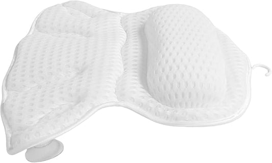 Alipis Breathable Mesh Bath Pillow for Tub Head and Neck Support Machine Washable Non-Slip Tub Cushion Soft White Bath Pillow for Relaxing