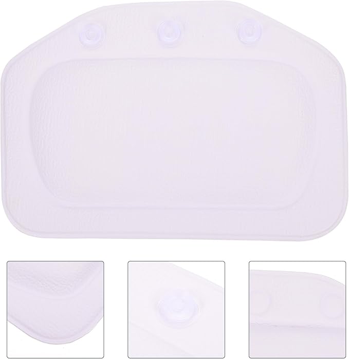 ibasenice Bath Pillow for Tub with Suction Cups, PVC Foam Head Rest Cushion, Shoulder Support Bathtub Accessory for Home Spa and Relaxation