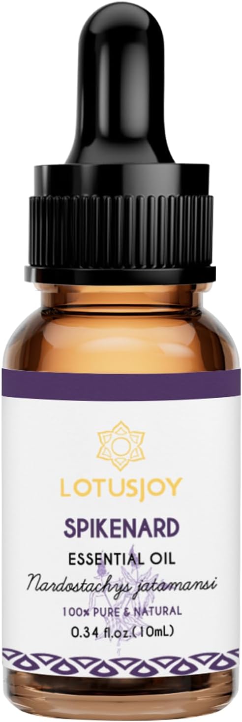 100% Pure Spikenard Essential Oil 0.34 Fl Oz, Natural Spikenard Oil in Amber Glass Bottle with Dropper for Diffuser Massage Skin Care DIY