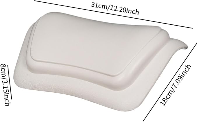 Bath Pillow for Tub, Headrest, Comfortable Neck Support with Suction Base, Non-Slip, Bathroom Essentials for, White