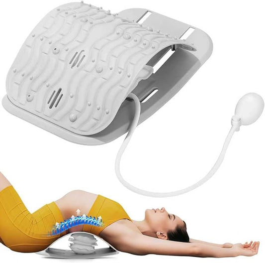 Ergonomic Lumbar Support Board, Lower Back Stretcher Adjustable Air Compression Mat Spinal Decompression Device, Back Stretcher for Lower Back Pain Relief,Ideal for Adults at Home or Work(grey)