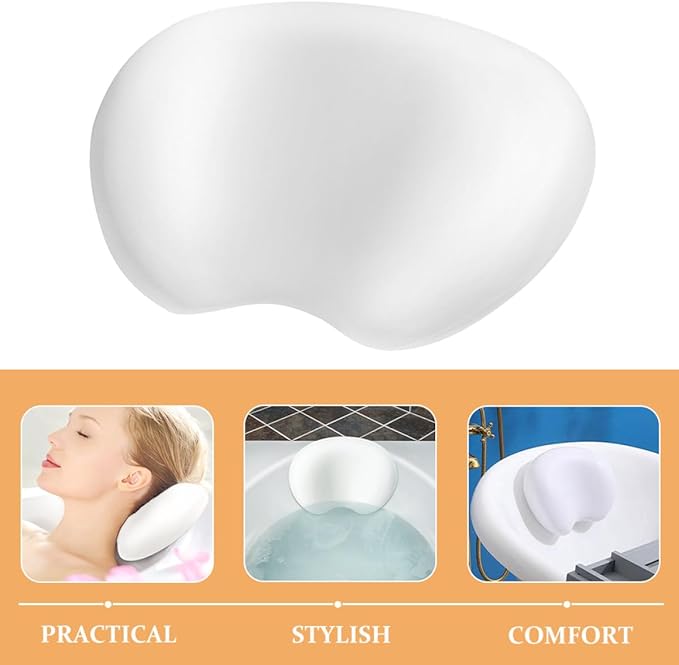 Luxury Bath Pillow for Tub 3D Non-Slip Suction Cup Bath Headrest Cushion Comfortable Neck Support Household Bathtub Accessory for Relaxing Soak