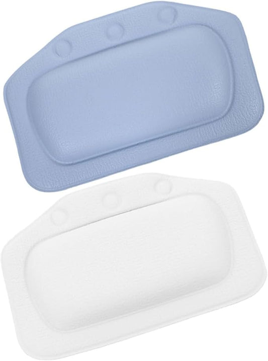 Bath Pillow for Tub Head and Neck Support, 2pcs Set Blue and White Soaking Bathtub Headrest Pillows with Suction Cups for Home Spa Bathing