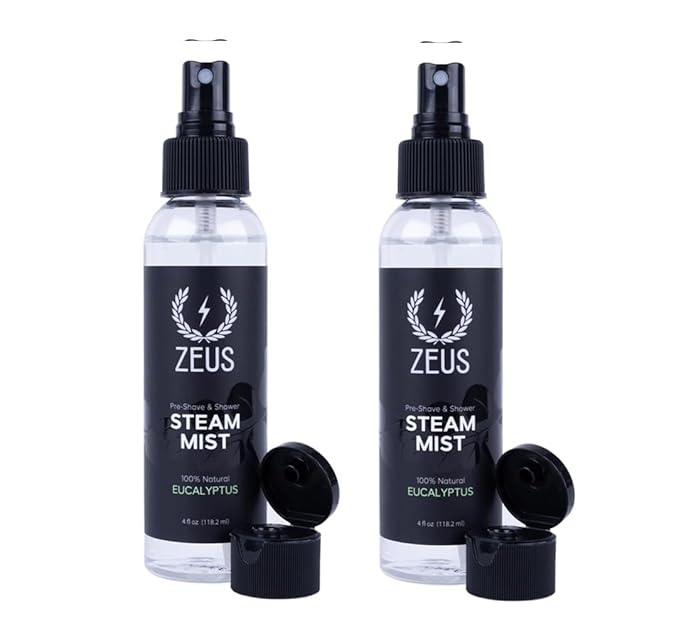 ZEUS 100% Natural Eucalyptus Oil Steam Mist, Aromatherapy Spray for Shower, Sauna, Bath & Pre-Shave, Nasal Relief & Spa-Inspired Wellness (Made in USA) 2 PACK
