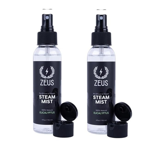 ZEUS 100% Natural Eucalyptus Oil Steam Mist, Aromatherapy Spray for Shower, Sauna, Bath & Pre-Shave, Nasal Relief & Spa-Inspired Wellness (Made in USA) 2 PACK