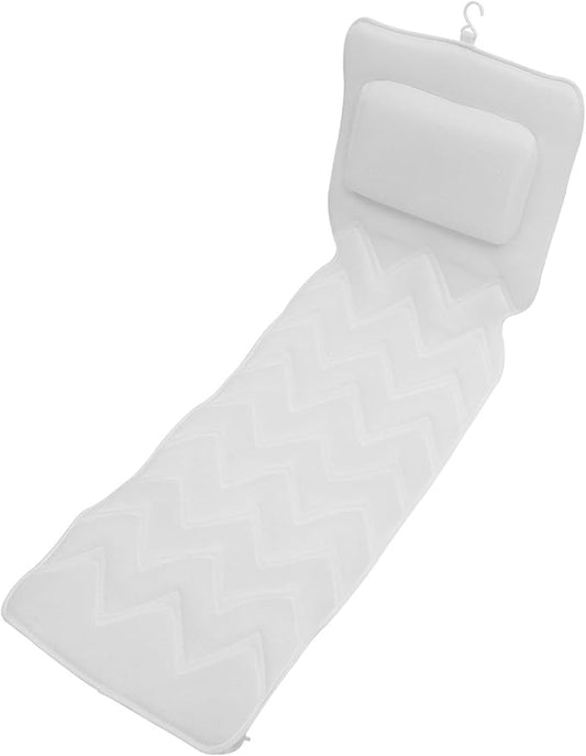 Bathtub Pillow with Suction Cups, 3D Breathable Tub Neck Cushion with Headrest, Large Anti-Slip Bathroom Spa Pillow for Relaxing Bath Soak