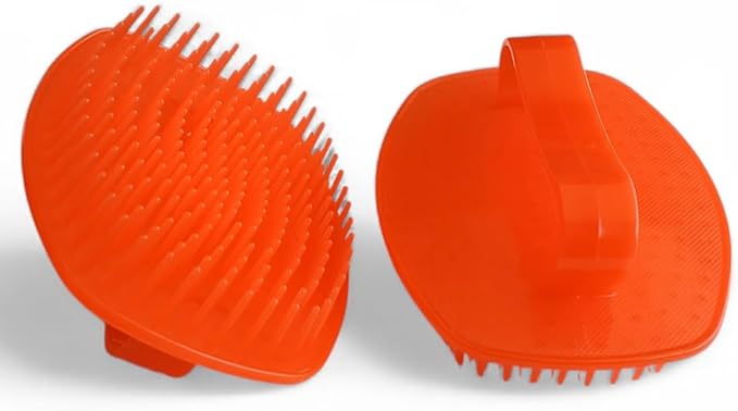 Detangler Hair Brush with Firm Bristles (4×3 in) – Dry & Wet Shampoo and Conditioner Scalp Massager for Deep Cleansing, Exfoliating & Dandruff Control. Multi-Use for Hair, Beard & Scalp (2PC,Red)