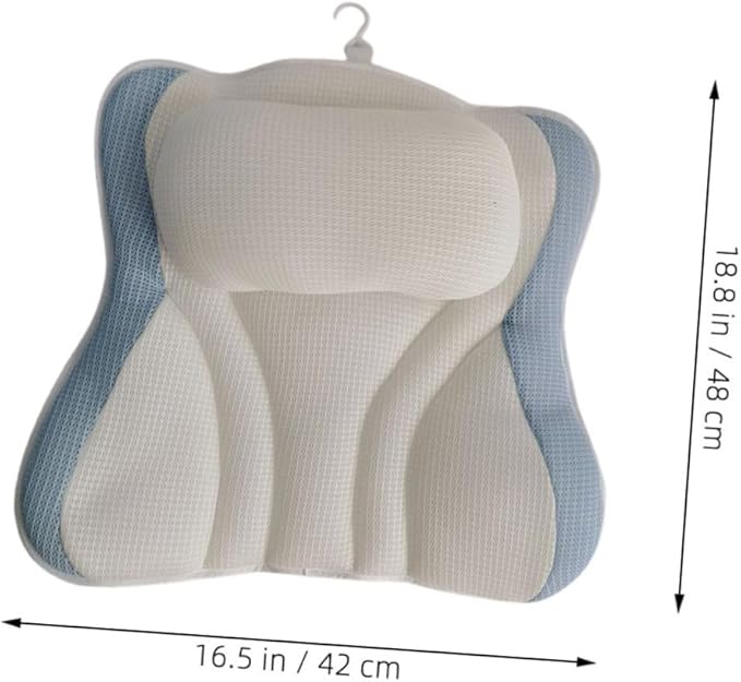 Zerodeko Bathtub Pillow with Suction Cups, Mesh Spa Neck Support Cushion 48x42x10cm, Non-Slip Breathable Bath Pillow for Soaking Tub Relaxation