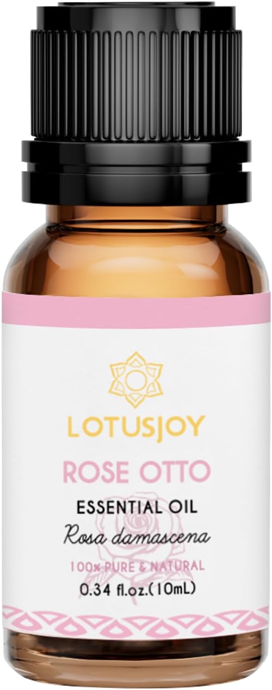 100% Pure Rose Otto Essential Oil 0.34 fl oz, Natural Rose Otto Oil in Amber Glass Bottle with Dropper for Diffuser Massage Skin Care