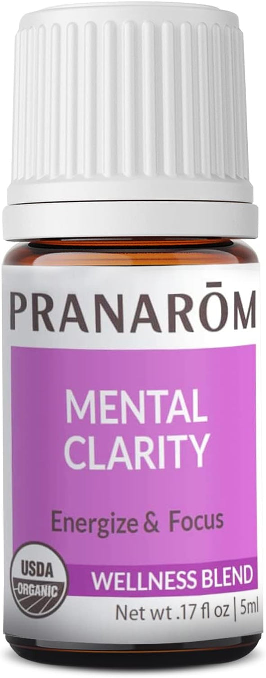 Pranarom - Mental Clarity & Focus Essential Oil, Pure Essential Oil for Diffusers, Revitalizing Aroma Oil, Lavender, Lemon, Peppermint, and More, Organic Essential Oil Blend, 5 ml