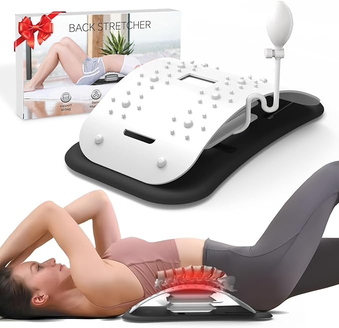 Back Stretcher for Lower Back Pain Relief,Adjustable Lumbar Traction Device, Ergonomic Spine Board with Acupressure Points,Back Massager for Spinal Decompression and Scoliosis