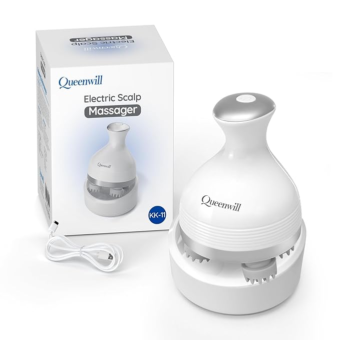 Electric Scalp Massager, Cordless Hair Scalp Massager Portable Head Scratching Massager with 4 Modes Vibration Comb for Hair Growth, Deep Cleansing and Stress Relaxation