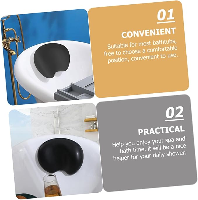 Toyvian Non-Slip Bath Pillow for Tub with Ergonomic Neck and Back Support Softness Bath Accessories for Adults and Home Spa Relaxation