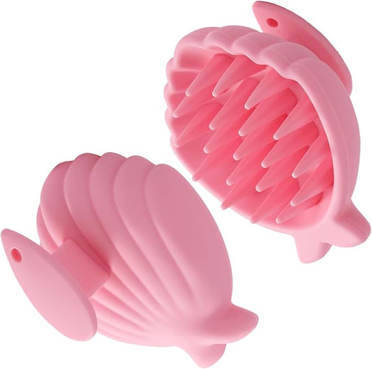 Detangling Silicone Scalp Scrubber Brush, for Wet or Dry Hair, Scalp Brush for Hair Growth and Dandruff Removal,Ergonomic Scalp Massager（Pink）