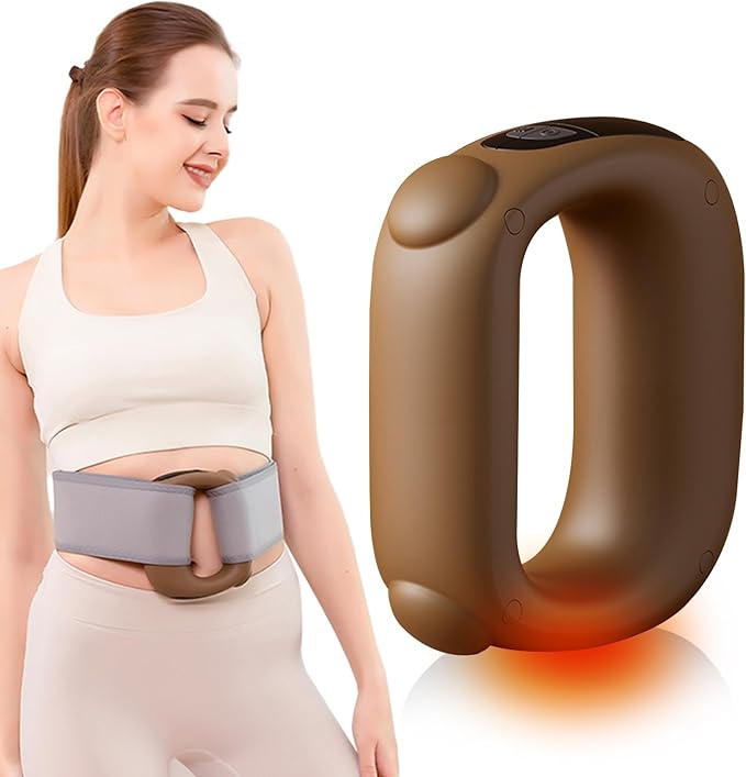 Hands-Free Mini Massage Gun with Heat & Waist Belt - Portable Deep Tissue Percussion Massager for Neck Shoulder Muscle Recovery - Compact 5-Speed Body Shaping Massager Gift for Men Women