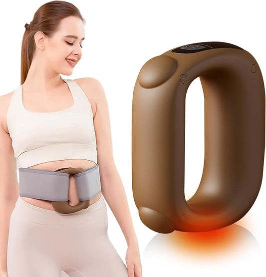 Hands-Free Mini Massage Gun with Heat & Waist Belt - Portable Deep Tissue Percussion Massager for Neck Shoulder Muscle Recovery - Compact 5-Speed Body Shaping Massager Gift for Men Women