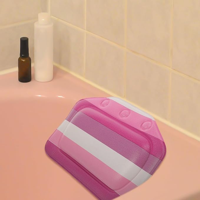 Bathtub Neck Pillow with Suction Cups, Foam Bath Pillow for Tub Head Support, Bathroom Spa Headrest Cushion for Home, Hotel, Sauna, and Relaxation Use