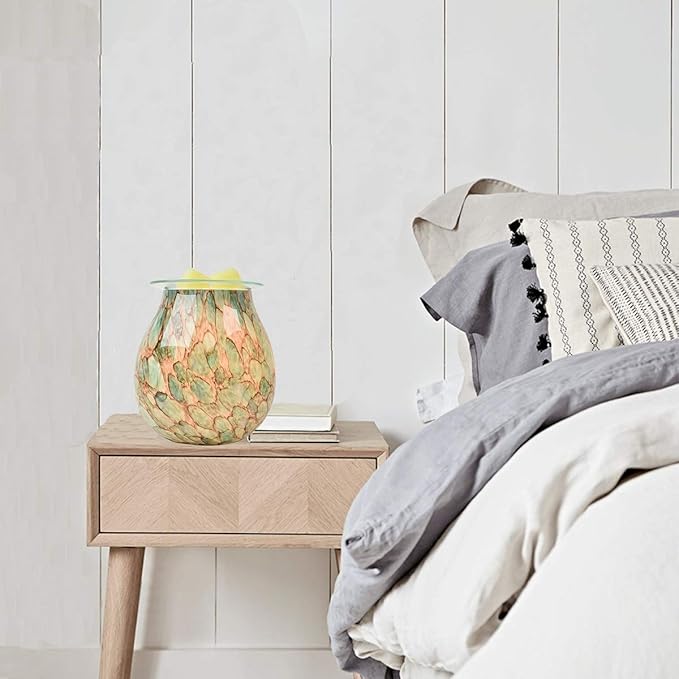 Electric Wax Melts Warmer Burner Essential Oil Warmer Wax Tart Burner Fragrance Night Light Aroma Decorative for Home Office Bedroom Living Room Decor Gifts (Light Green)