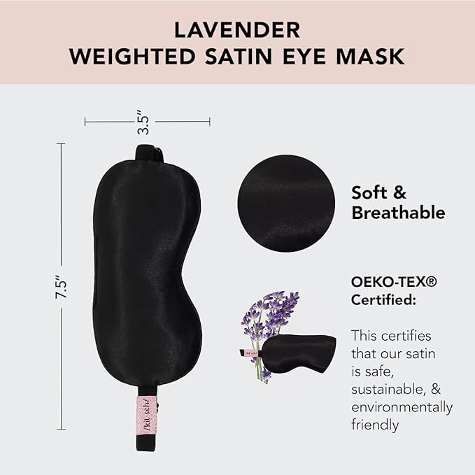 Kitsch Weighted Satin Sleep Mask - Weighted Eye Masks for Sleep and Travel - Lavender Ultra-Soft Sleeping Eye Mask for Women and Men - Light Blocking, Adjustable Strap, (4.1oz/116g)