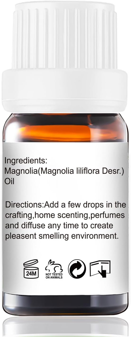 Magnolia Essential Oil - Pure Natural Fragrance for Aromatherapy, Perfume Making, Candles, Soap, Room Spray, Diffuser Blends - Organic, 10mL Undiluted - Pack of 2
