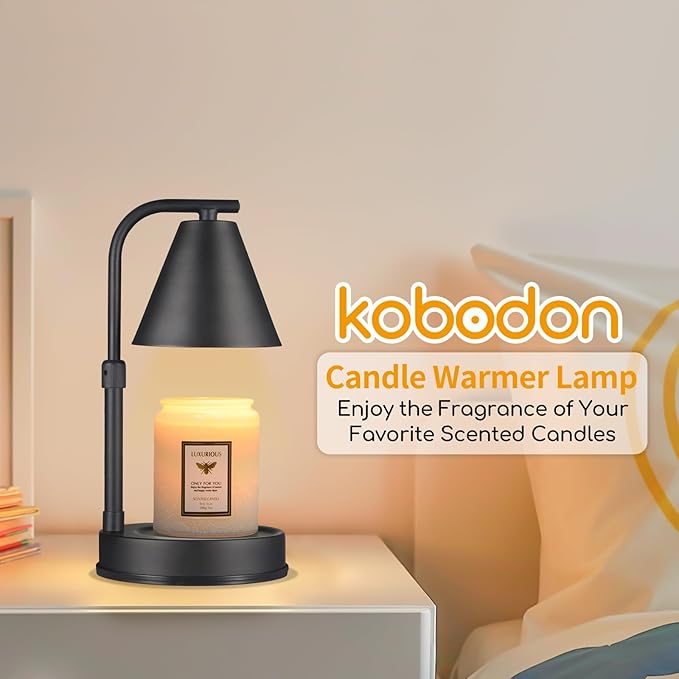 kobodon Candle Warmer Lamp, Electric Candle Lamp Warmer Birthday for Mom Women Home Bedroom Decor Dimmable for Scented Jar Candles(Height-Adjustable)