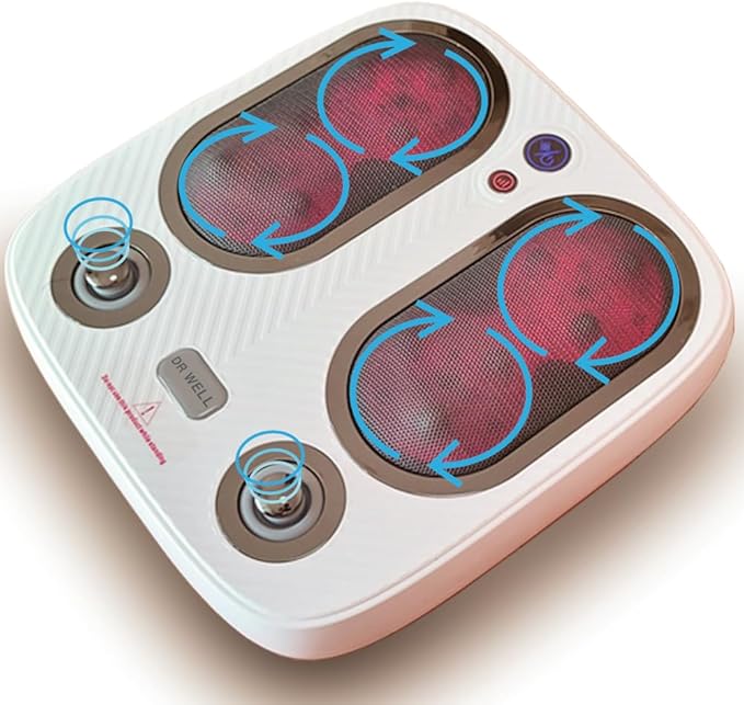 DR. WELL Shiatsu Foot Massager with Warm and Vibration, Deep Acupressure Electric Foot Massager for Plantar Fasciitis, Neuropathy. Suitable for Home and Under-Desk use.