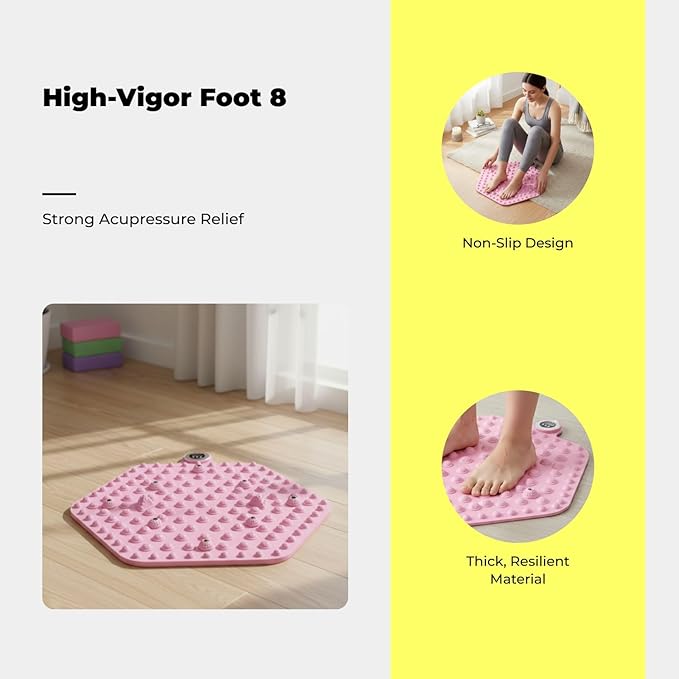 Acupressure Mat for Foot Massage, Foldable Yoga Mat for Living Room And Gym, Hexagon pink timer
