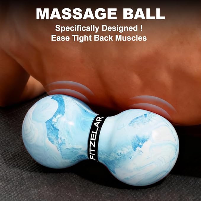 Double Lacrosse Massage Ball for Myofascial Release, SGS Certification, Massage Deep Tissue for Waist Back Feet, Trigger Point Therapy, Muscle Knots, Peanut Massage Ball for Muscle Pain