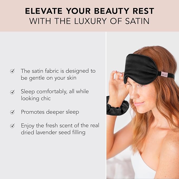 Kitsch Weighted Satin Sleep Mask - Weighted Eye Masks for Sleep and Travel - Lavender Ultra-Soft Sleeping Eye Mask for Women and Men - Light Blocking, Adjustable Strap, (4.1oz/116g)