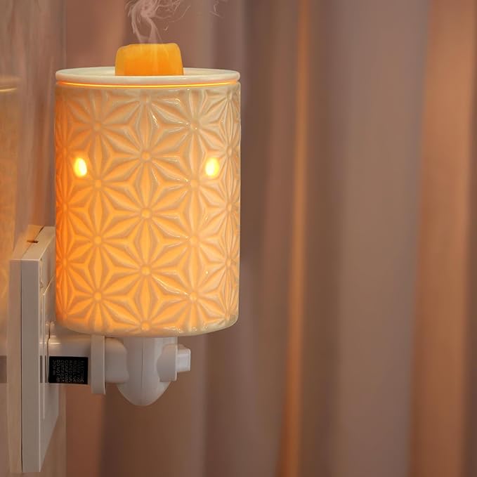 STAR MOON Ceramic Wax Melt Warmer, Plug in Wax Warmer for Scented, Scentsy Wax Warmer for Fragrance Oil, Night Light Wax Burner Decoration with Two Bulbs