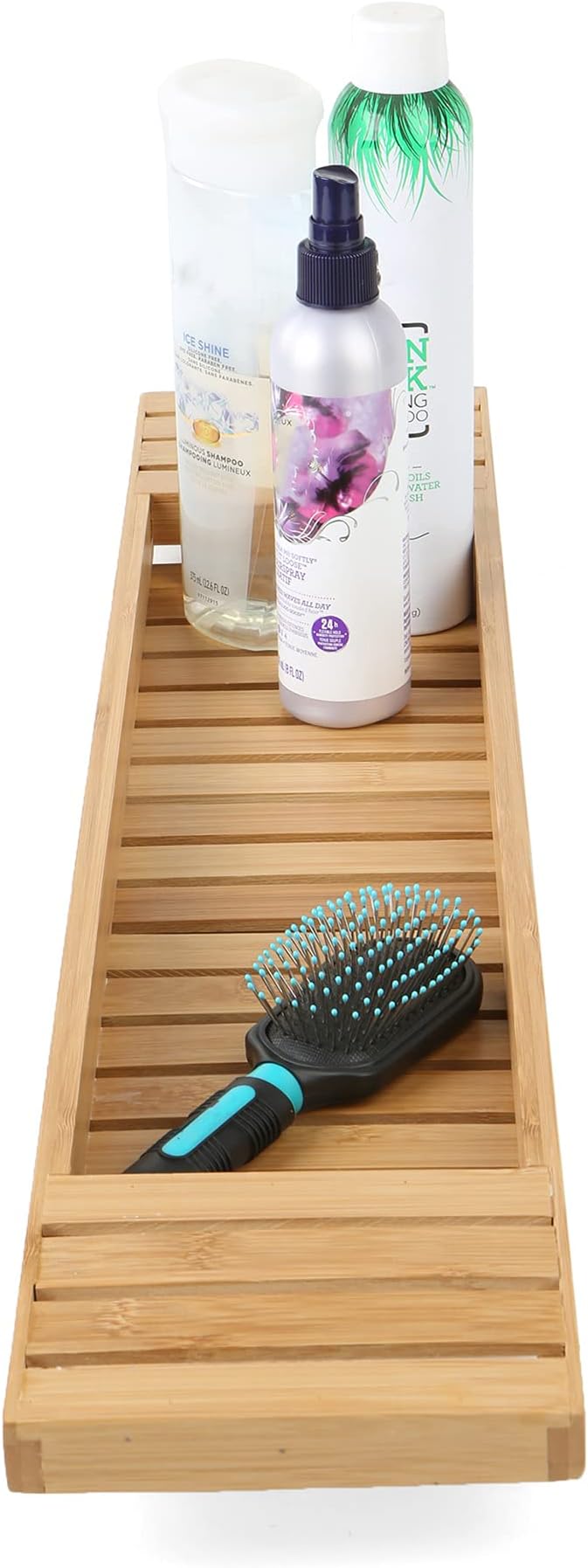 Mind Reader Bathtub Tray, Shower Organizer, Bathroom Accessory, Wood Tray, Rayon from Bamboo, 27.5" L x 5.75" Wx 1.75" H, Brown