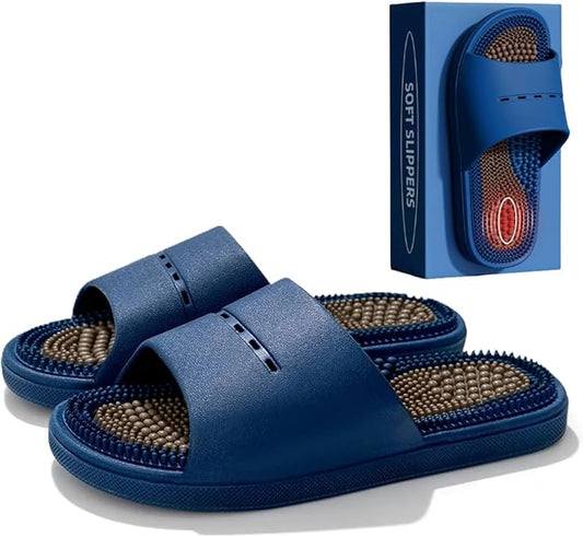 Acupressure Massage Slippers Acupressure Foot Massager Shoes Reflexology Sandals Gift for Men Women Reduce Feet Neuropathy Pain Relief and Tension (Blue,US Women 8-9/ Men 6.5-7.5)