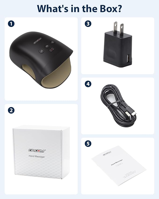 CINCOM Hand Massager - Cordless Hand Massager with Heat and Compression for Arthritis and Carpal Tunnel