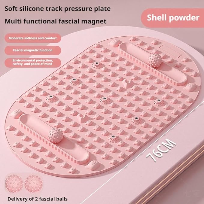 Foot Massage Mat with Two Massage Balls, Silicone Foot Pressure Point Massager Mat, Portable Feet Acupressure Pressure Point Pad Tool for Home Gym Office Travel (Pink 1set)