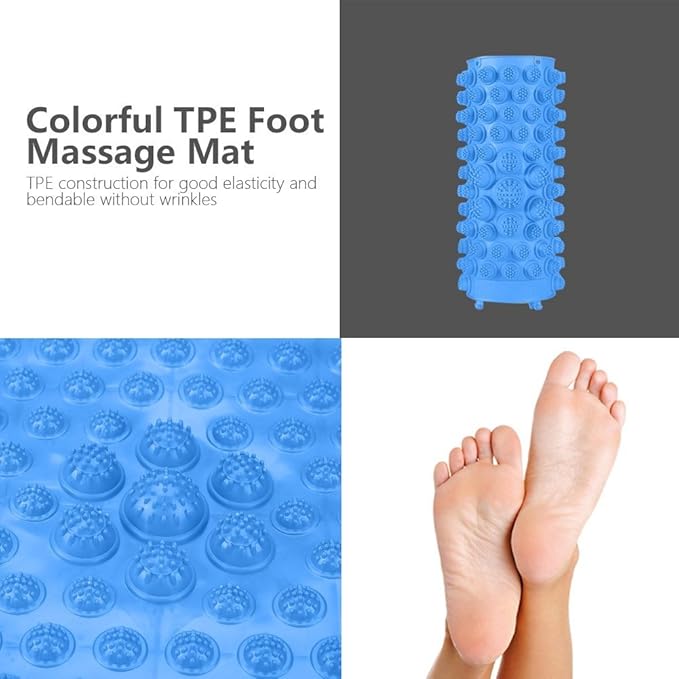 Foot Massage Mat Blood Circulation Tension Release Pad TPE Colorful Foot Acupressure Mat for Home Party Game(Blue)