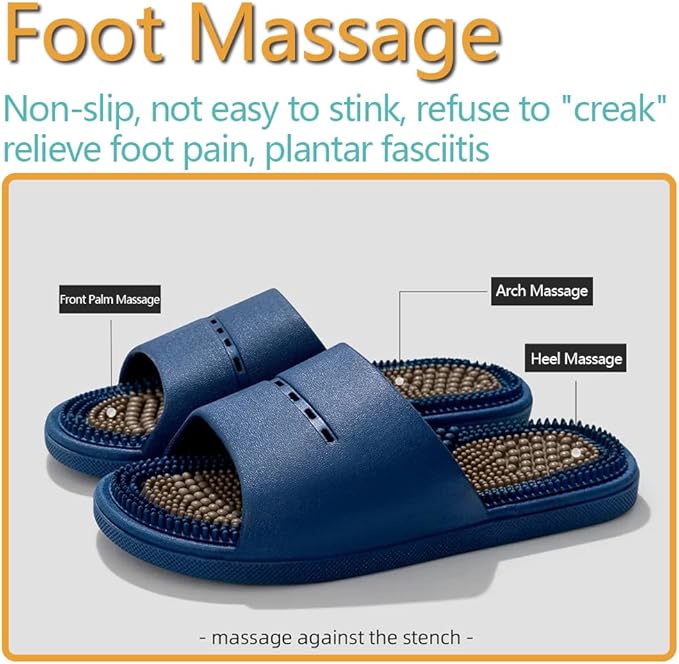Acupressure Massage Slippers Acupressure Foot Massager Shoes Reflexology Sandals Gift for Men Women Reduce Feet Neuropathy Pain Relief and Tension (Grey,US Women 9.5-10/ Men -8.5)